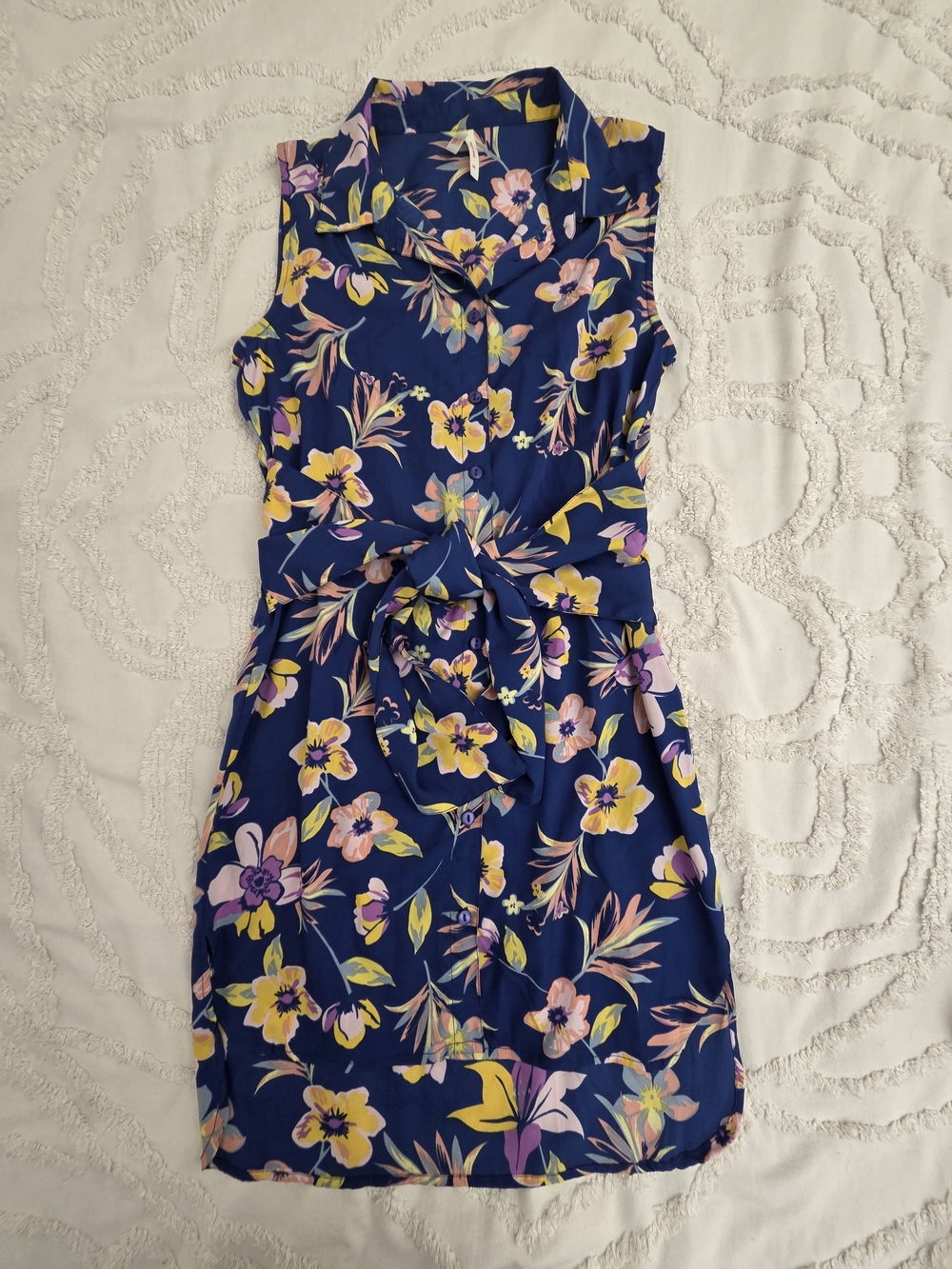True Destiny Navy Floral High-Low Tie-Waist Dress